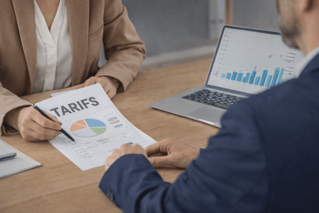 Conseiller en gestion de patrimoine présentant une analyse financière et un accompagnement patrimonial lors d’un rendez-vous client