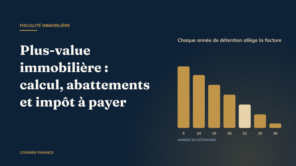 Plus-value immobilière : calcul, abattements et impôt à payer, taux selon les années de détention